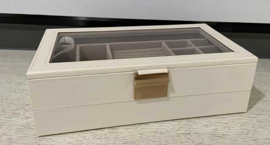 白色两层托盘首饰盒