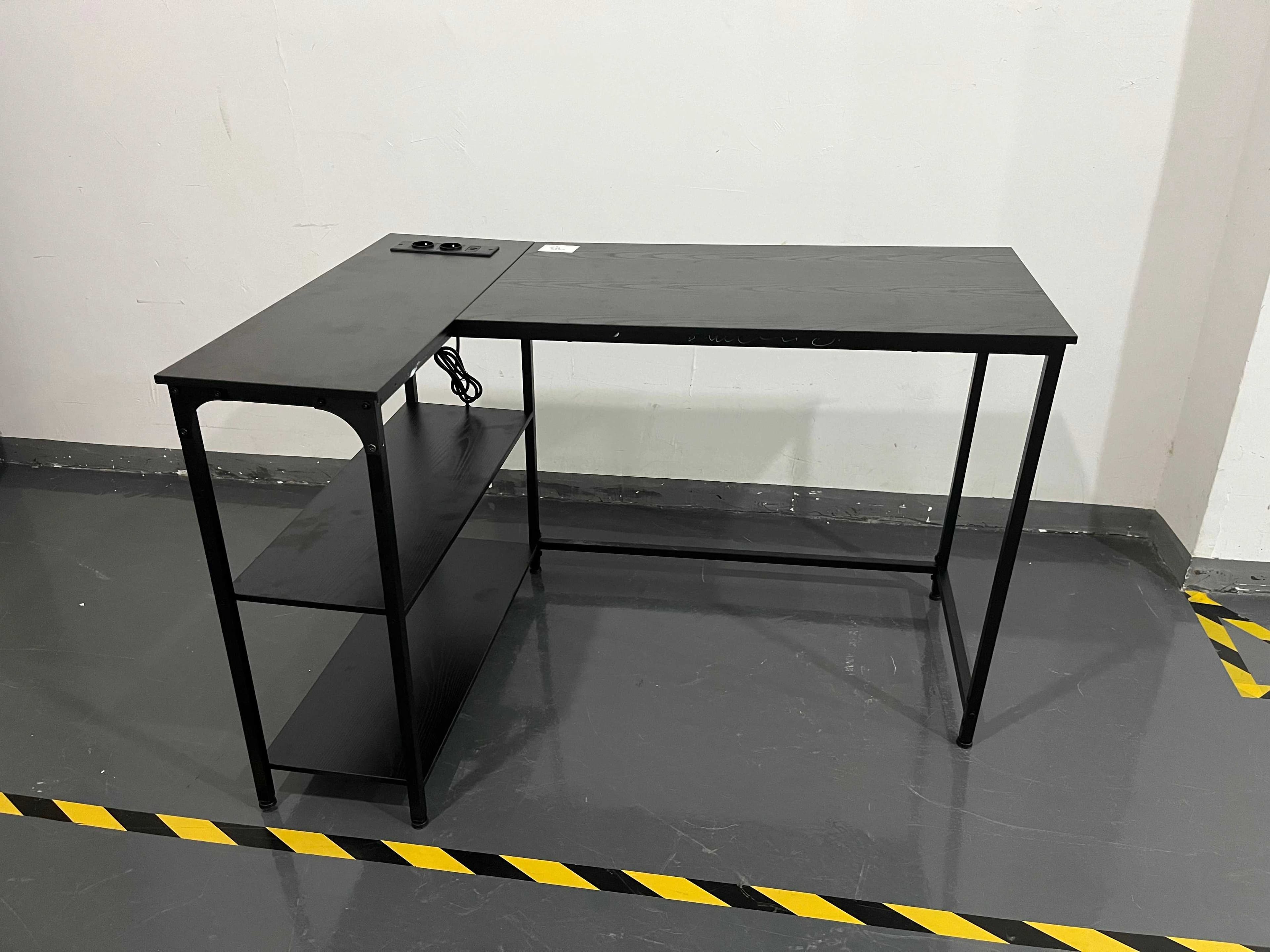 110cm-山纹黑-层架款+排插电脑桌-英规